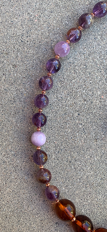 Necklace Set | 1930s Bakelite amber rounds, amethyst, Kunzite, artisan findings