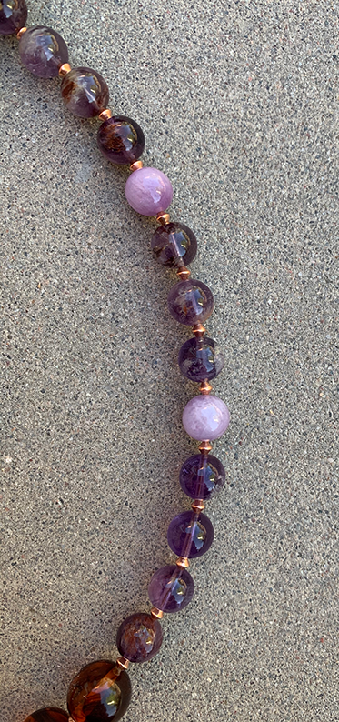 Necklace Set | 1930s Bakelite amber rounds, amethyst, Kunzite, artisan findings
