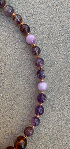 Necklace Set | 1930s Bakelite amber rounds, amethyst, Kunzite, artisan findings