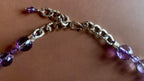 Necklace set | Artisan lampwork rainbow center focal bead, faceted ametrine rounds, amethyst, pearls, crystals