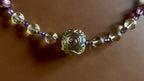 Necklace set | Artisan lampwork rainbow center focal bead, faceted ametrine rounds, amethyst, pearls, crystals