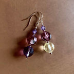 Necklace set | Artisan lampwork rainbow center focal bead, faceted ametrine rounds, amethyst, pearls, crystals
