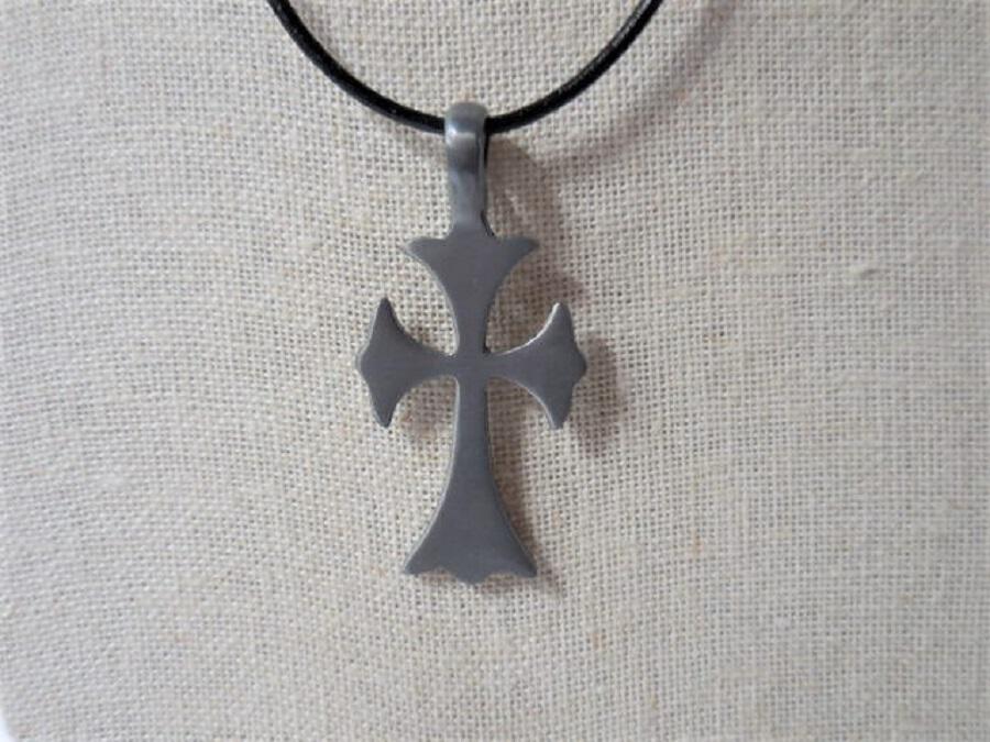Pewter Cross on Leather Cord