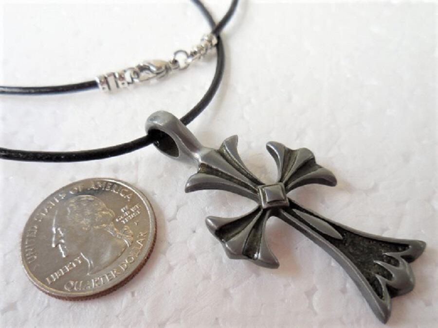Pewter Cross on Leather Cord