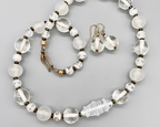 Necklace Set | Snow and Ice mid-century Japanese clear, opalescent, white glass beads