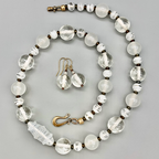 Necklace Set | Snow and Ice mid-century Japanese clear, opalescent, white glass beads