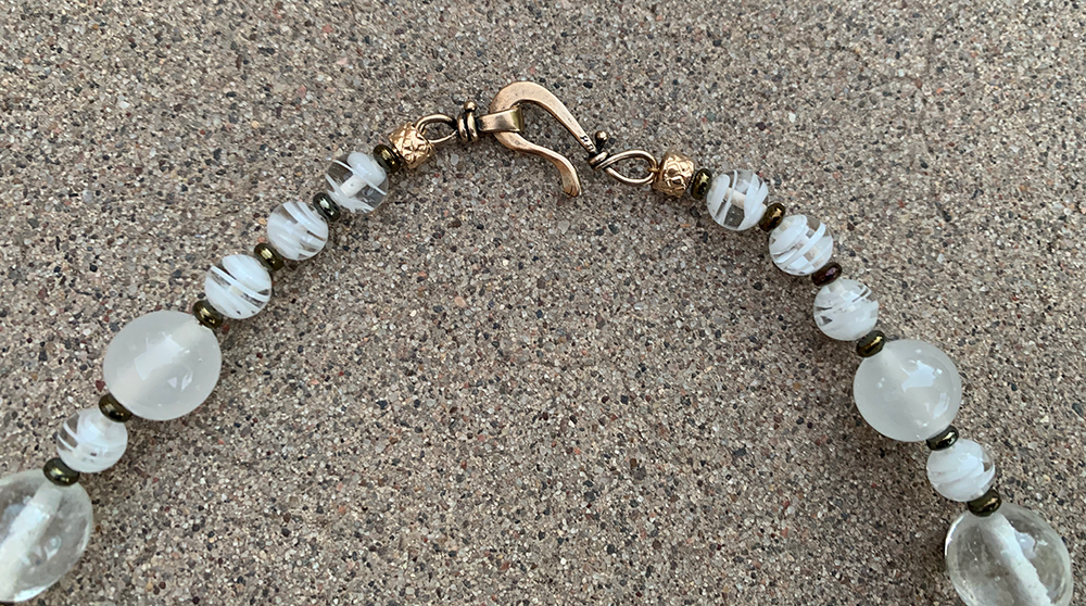 Necklace Set | Snow and Ice mid-century Japanese clear, opalescent, white glass beads