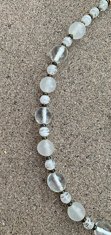 Necklace Set | Snow and Ice mid-century Japanese clear, opalescent, white glass beads