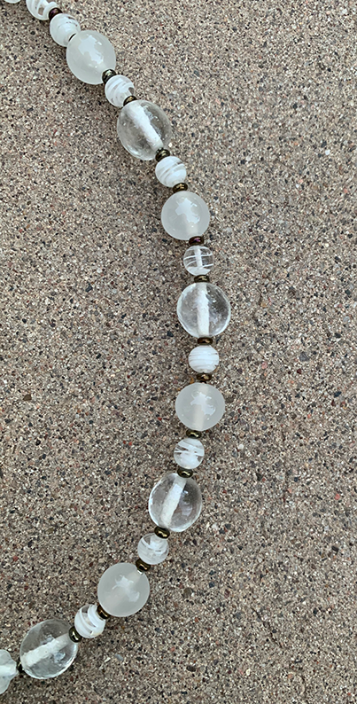 Necklace Set | Snow and Ice mid-century Japanese clear, opalescent, white glass beads
