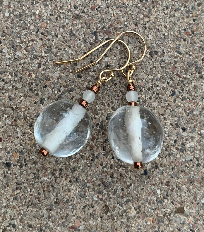 Necklace Set | Snow and Ice mid-century Japanese clear, opalescent, white glass beads