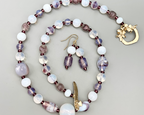 Necklace Set | Opalescent, milky white, pale amethyst mid-century glass beads