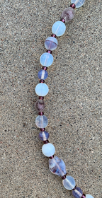 Necklace Set | Opalescent, milky white, pale amethyst mid-century glass beads