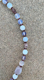 Necklace Set | Opalescent, milky white, pale amethyst mid-century glass beads