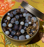 Necklace Set | Opalescent, milky white, pale amethyst mid-century glass beads