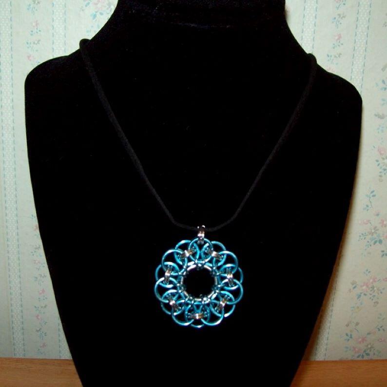 Chainmaille Celtic Wheel Pendant Necklace