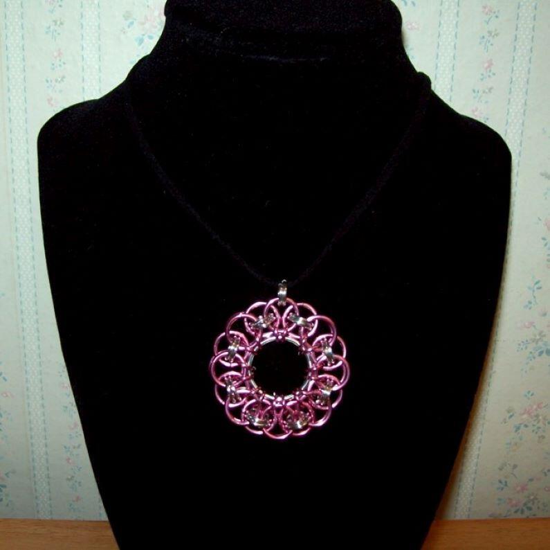 Chainmaille Celtic Wheel Pendant Necklace