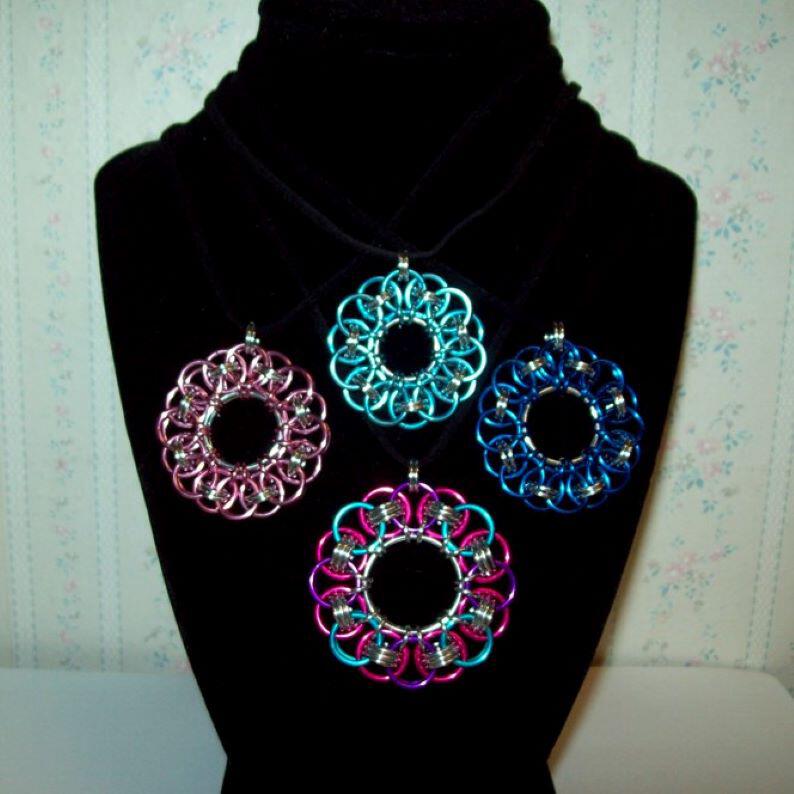 Chainmaille Celtic Wheel Pendant Necklace