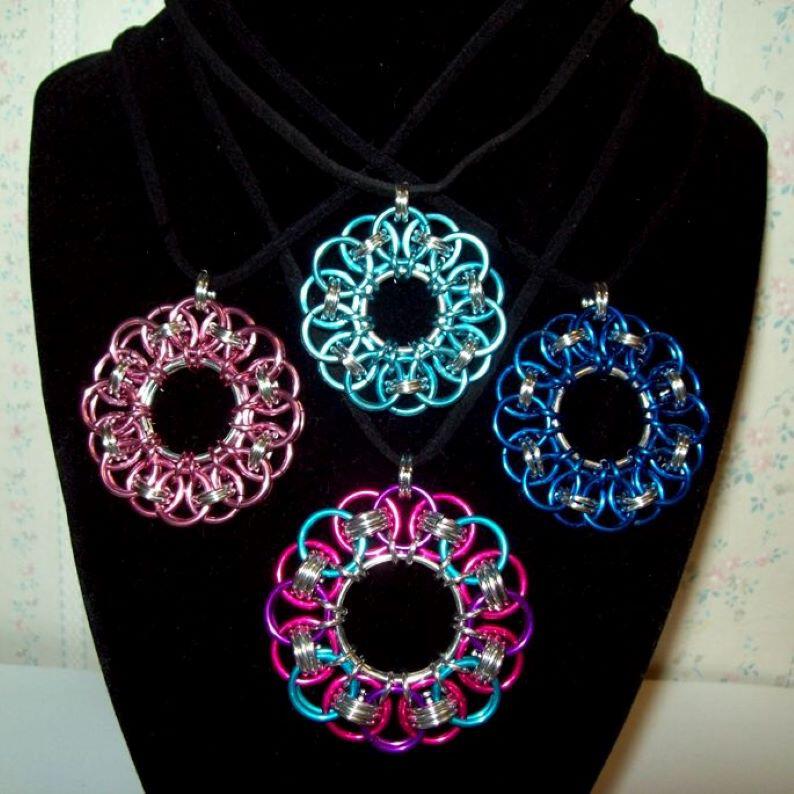 Chainmaille Celtic Wheel Pendant Necklace
