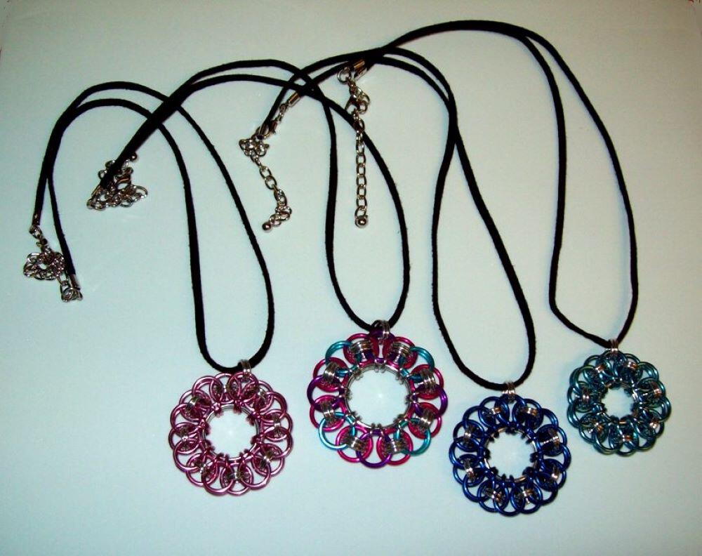 Chainmaille Celtic Wheel Pendant Necklace
