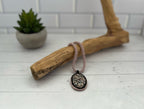 Pink and Black Jasper Pendant on Chenille Stich Beaded Necklace, 20 Inch