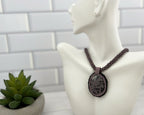 Lavender Jasper Pendant Necklace, Chenille Stitch Beaded Necklace, 18 Inch
