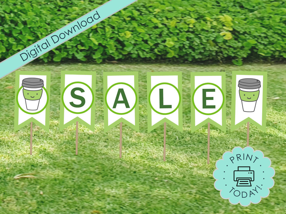 DIY Printable Custom Coffee Themed Birthday Banner, INSTANT DOWNLOAD
