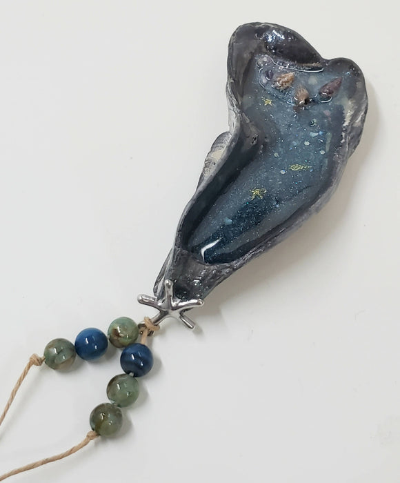 Natural Resin Oyster Shell Beach Scene Wall Art or Hanging Decor