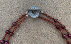 Necklace Set | Double strand 1920s-30s magenta French focal beads with freshwater pearls