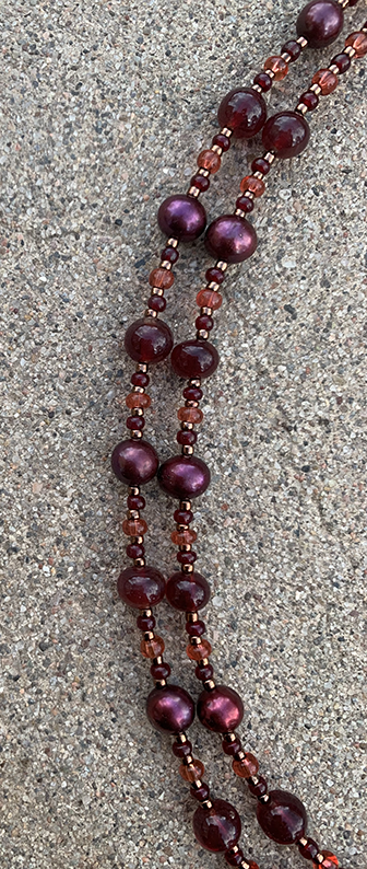 Necklace Set | Double strand 1920s-30s magenta French focal beads with freshwater pearls