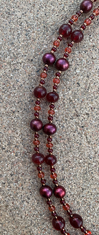 Necklace Set | Double strand 1920s-30s magenta French focal beads with freshwater pearls