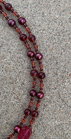 Necklace Set | Double strand 1920s-30s magenta French focal beads with freshwater pearls