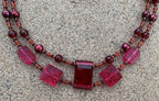Necklace Set | Double strand 1920s-30s magenta French focal beads with freshwater pearls