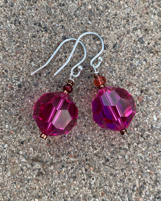 Necklace Set | Double strand 1920s-30s magenta French focal beads with freshwater pearls