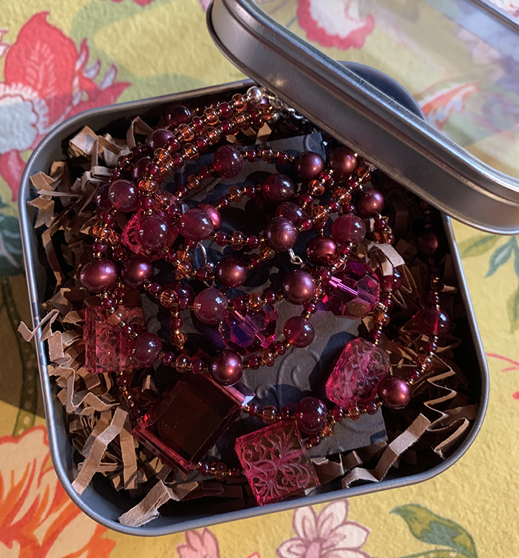 Necklace Set | Double strand 1920s-30s magenta French focal beads with freshwater pearls