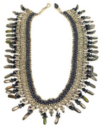 Silver Gray Dagger Beadweaving Necklace