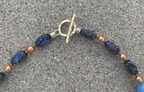 Necklace Set | Japanese 1950s chalcedony blue glass beads, Italian black/periwinkle/aventurina planed ovals, freshwater pearls