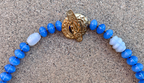 Necklace Set | Periwinkle blue chalcedony mid-century glass beads, opalescent Japanese "tide pool" glass