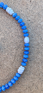 Necklace Set | Periwinkle blue chalcedony mid-century glass beads, opalescent Japanese "tide pool" glass