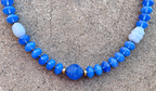 Necklace Set | Periwinkle blue chalcedony mid-century glass beads, opalescent Japanese "tide pool" glass