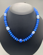 Necklace Set | Periwinkle blue chalcedony mid-century glass beads, opalescent Japanese "tide pool" glass
