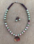 Necklace Set | Glowing semi-precious stones, Southwest style sterling pendant, Burma jade, Kunzite, and amethyst rounds