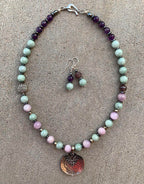 Necklace Set | Glowing semi-precious stones, Southwest style sterling pendant, Burma jade, Kunzite, and amethyst rounds