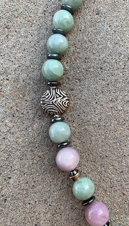 Necklace Set | Glowing semi-precious stones, Southwest style sterling pendant, Burma jade, Kunzite, and amethyst rounds