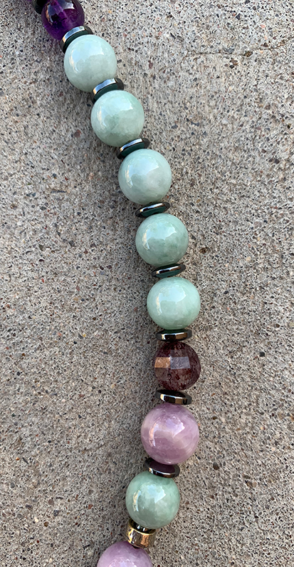 Necklace Set | Glowing semi-precious stones, Southwest style sterling pendant, Burma jade, Kunzite, and amethyst rounds
