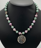 Necklace Set | Glowing semi-precious stones, Southwest style sterling pendant, Burma jade, Kunzite, and amethyst rounds