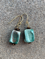 Necklace Set | Blue-green/copper raku, moonstone, and jade rounds