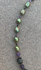 Necklace Set | Atlantisite focal stone, artisan lampwork beads, freshwater pearls, amethyst, onyx