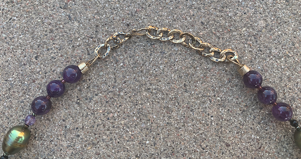 Necklace Set | Atlantisite focal stone, artisan lampwork beads, freshwater pearls, amethyst, onyx