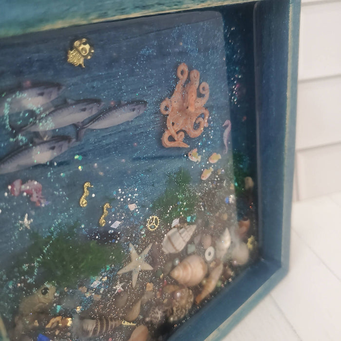 Framed Resin Ocean Sealife Wall Hanging or Tabletop Art