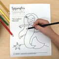 DIY Printable Swedish Mermaid Coloring Page Learn Language Tracing Letters Worksheet Kids Sweden Svensk Målarbok Målarsida Instant Download